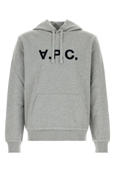 A.p.c. Melange Grey Stretch Cotton Sweatshirt In Gray