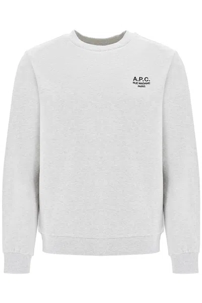 A.p.c. Melange Light Grey Stretch Cotton Sweatshirt In White