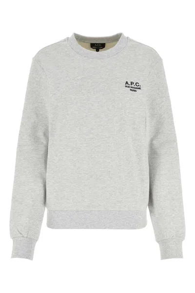 Apc Melange Light Grey Stretch Cotton Sweatshirt In Multi