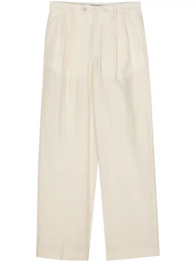 Apc Crepe Straight Trousers In Neutrals