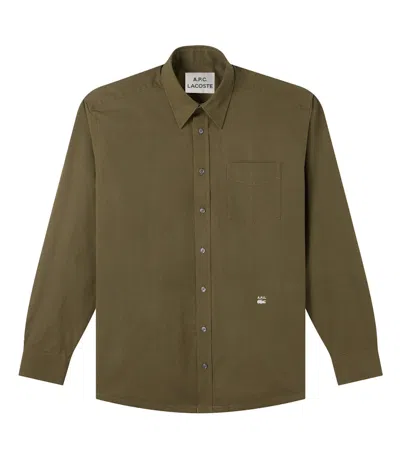 Pre-owned Apc Men's A.p.c. X Lacoste Shirt In Khaki Green