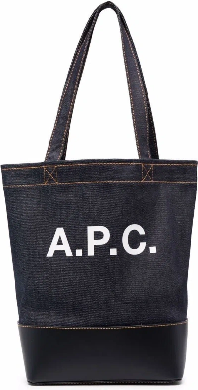 APC MEN'S AXEL SMALL DENIM TOTE BAG