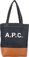 Apc A.p.c. A.p.c Woman Fabric And Leather Tote Bag With Print In Caramel Navy