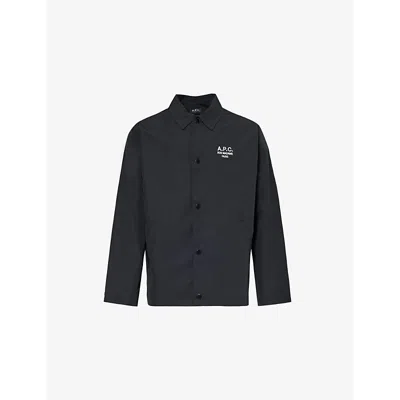 Apc Mens Black Regis Chore Logo-embroidered Woven Jacket