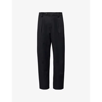 Apc Mens Black Renato Tapered-leg Wool And Cotton-blend Trousers