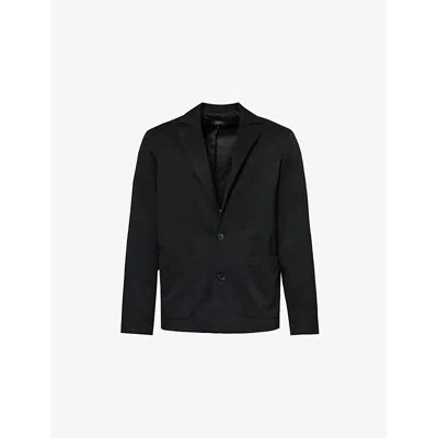 Apc Mens Black Single-breasted Wool And Cotton-blend Blazer