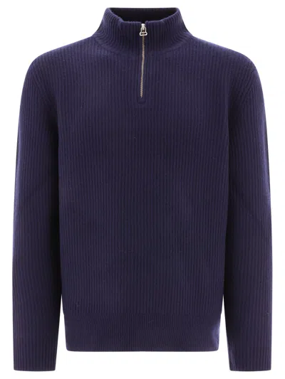 Apc Men's Blue Merino Wool Sweater For Fw23