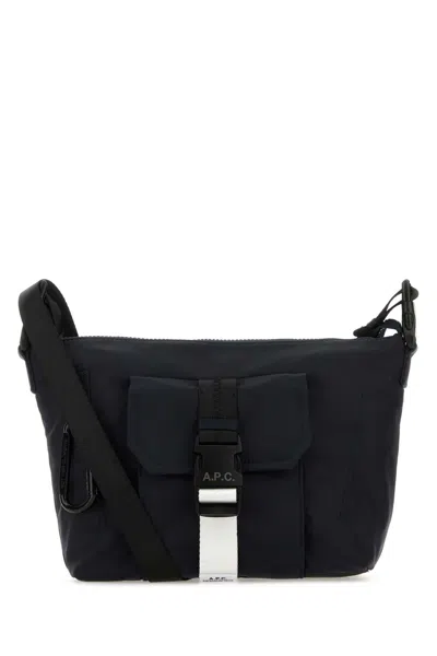 Apc A.p.c. Men Blue Nylon Trek Crossbody Bag In Black
