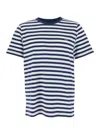 Apc A.p.c. Men Blue T-shirt With Striped Motif And Logo Embroidered On The Front In Cotton Man In White