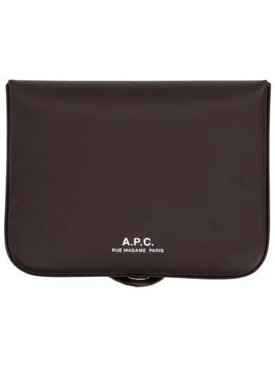 Apc A.p.c. Brown Leather Wallet
