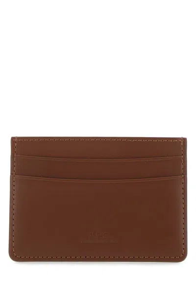 Apc A.p.c. Men Brown Leather Card Holder