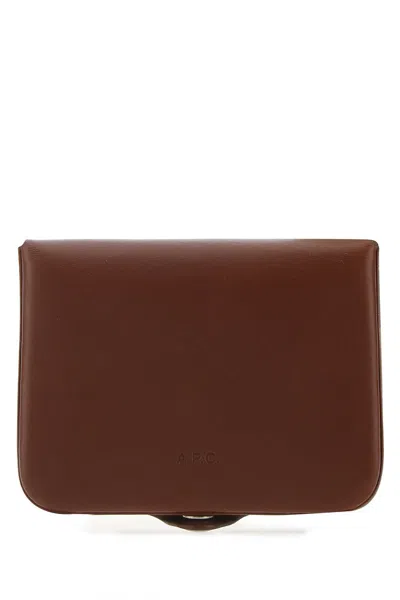Apc A.p.c. Men Brown Leather Card Holder