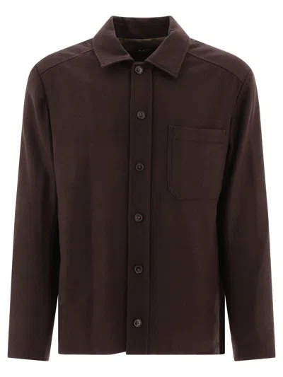 Apc Men's Brown Overshirt Jacket | Fw23 Collection | 70% Wool Blend |  Supplier Sku Woapn_h02871pca