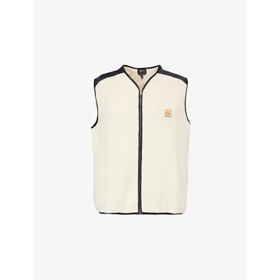 Apc Nate Colour-block Fleece Gilet In Ecru