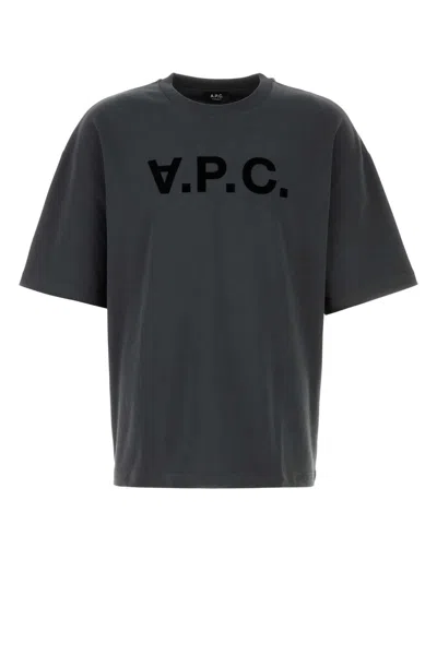 Apc A.p.c. Men Graphite Cotton Oversize T-shirt In Black