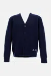 Apc A.p.c. Navy Blue Wool Cardigan In Blue