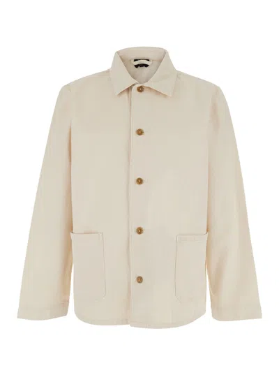 A.p.c. Kerlouan Button-up Patch-pocket Jacket In Neutral