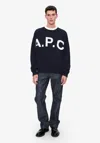 Apc Men's Logo A. P.c. Sweater Size: Medium In Dark Navy Blue In Multi