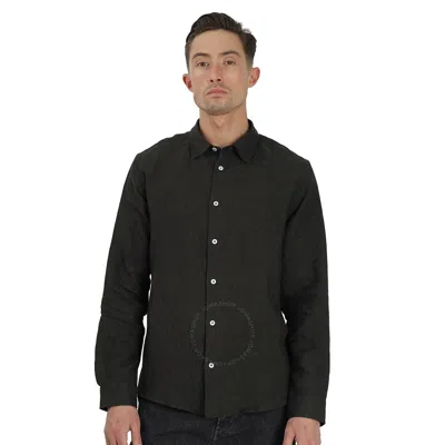 Apc A.p.c. Men's Military Khaki Chemise Vincent Linen Shirt In Black