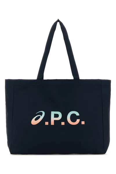 APC A.P.C. MEN NAVY BLUE FABRIC A.P.C. X ASICS  DIANE SHOPPING BAG