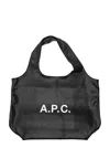 Apc A.p.c. Men 'ninon' Black Shoulder Bag With Two Top Handles And Logo Lettering On The Front In Ecolea In Black