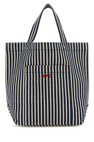 Apc A.p.c. Men Printed Denim Thais Shopping Bag In Multicolor
