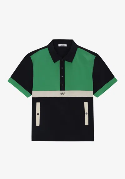 A.p.c. Men's Short Sleeve Windbreaker Jacket A. P.c. Golf Size: Large In Marine Blue In Black
