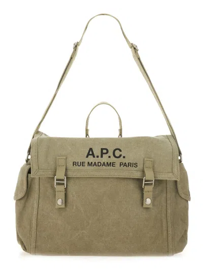Apc A.p.c. Men Shoulder Bag With Logo In Brown