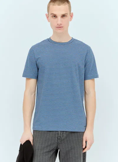 Apc A.p.c. Men Striped T-shirt In Blue