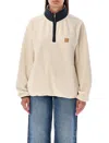 Apc Island Fleece Sweater With Contrast Detailing In Ecru