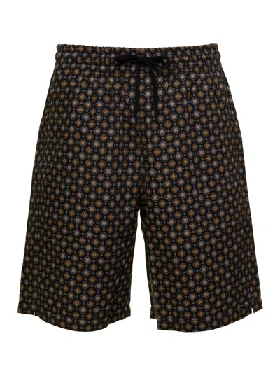 Apc A.p.c. Men 'vincento' Multicolor Bermuda Shorts With All-over Print In Cotton Man
