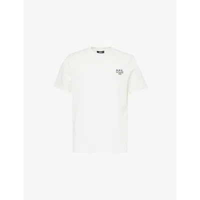 Apc Mens White Logo-embroidered Relaxed-fit Cotton-jersey T-shirt
