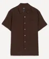 Apc A.p.c. Mens Brown Roy Linen-blend Shirt