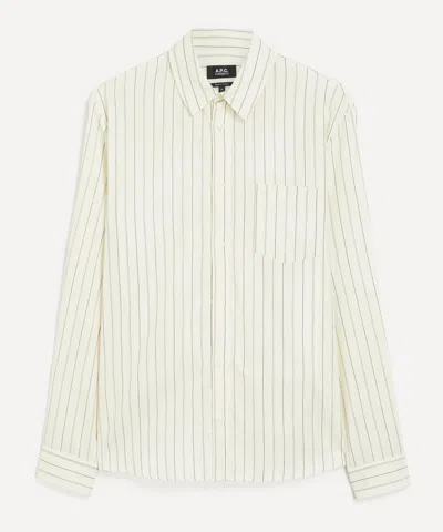 Apc A.p.c. Mens Clement Ecru Stripe Shirt In Neutral