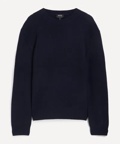 Apc A.p.c. Mens Dark Navy Thomas Wool Jumper In Blue