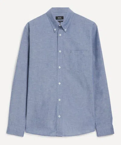 Apc A.p.c. Mens Edouard Brode Chambray Cotton Shirt In Blue