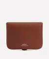 Apc A.p.c. Compact Hazelnut Leather Coin Purse With Design In Brown