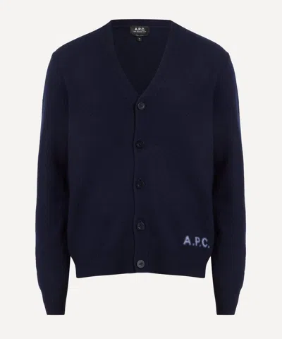 Apc A.p.c. Mens Kenny Navy V-neck Cardigan In Blue