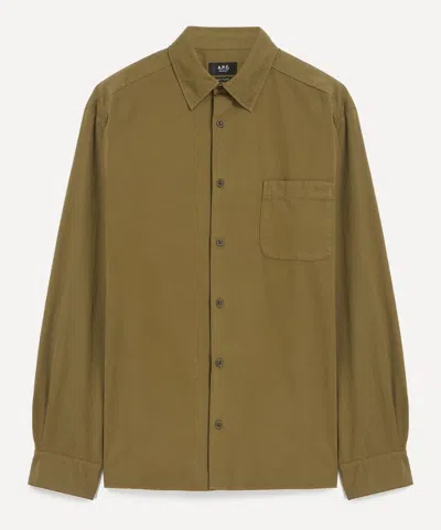 Apc A.p.c. Mens Khaki Malo Cotton Shirt