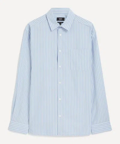 APC A.P.C. MENS MALO BLUE STRIPED COTTON SHIRT