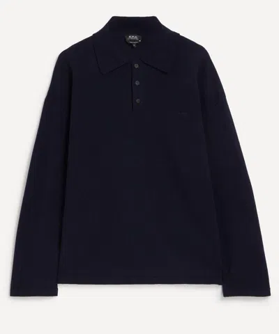 Apc A.p.c. Mens Manuel Wool Polo Shirt In Blue