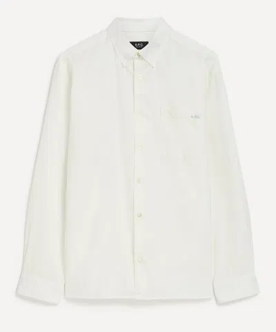 Apc A.p.c. Mens Mateo Logo Cotton Shirt In White