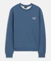 Apc Logo-embroidered Organic Cotton-jersey Sweatshirt In Blue