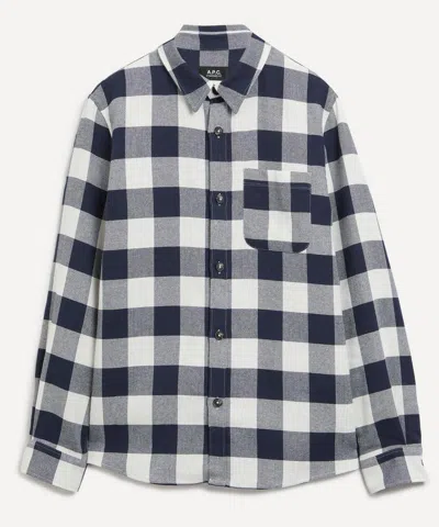 Apc A.p.c. Mens Trek Check Overshirt In Iak Dark Navy