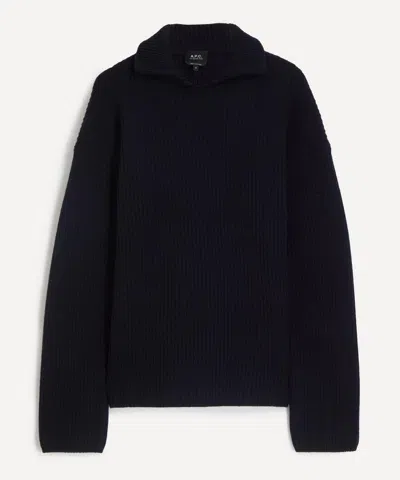 Apc A.p.c. Mens Wide-rib Wool-cashmere Jumper In Black