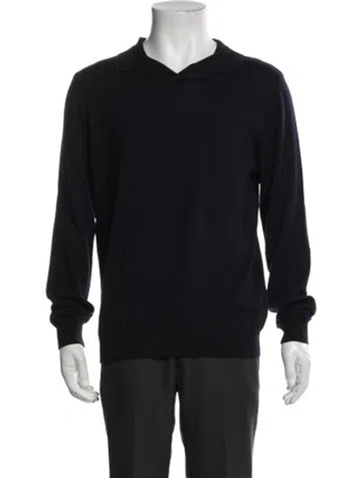Pre-owned A.p.c. Merino Wool Collar Pullover In Blue