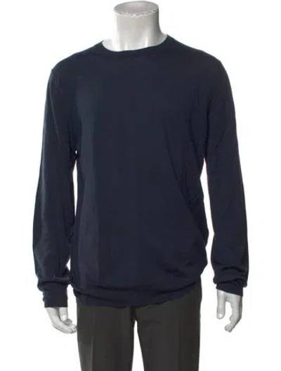 Pre-owned A.p.c. Merino Wool Crew Neck Pullover In Blue