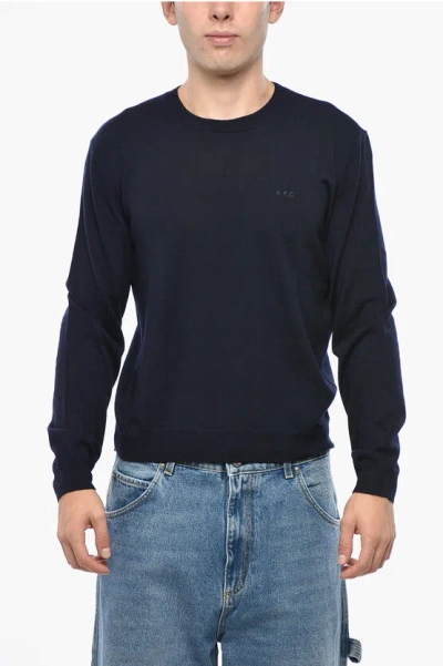 APC MERINO WOOL CREW-NECK SWEATER WITH EMBROIDERED LOGO