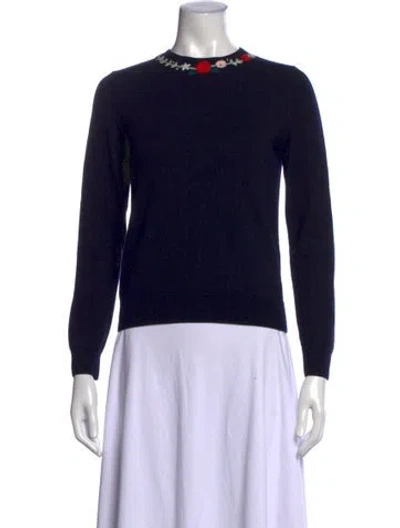 Pre-owned A.p.c. Merino Wool Floral Print Sweater In Blue
