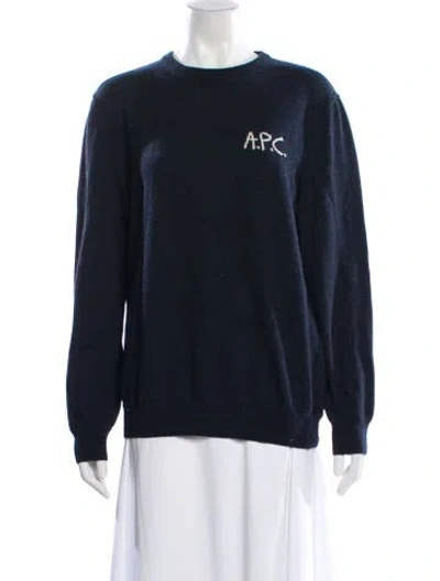Pre-owned A.p.c. Merino Wool Graphic Print Sweater In Blue